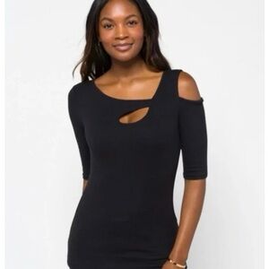 Elegant Black Women's Cut-Out Blouse